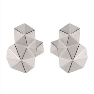 Sterling Silver Geometric Cluster Stud Earrings